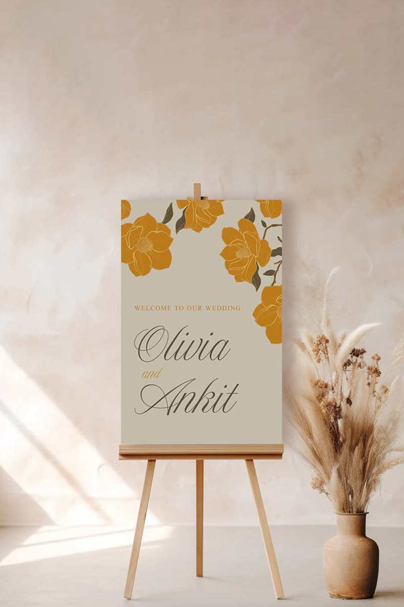 Yellow Floral Sign