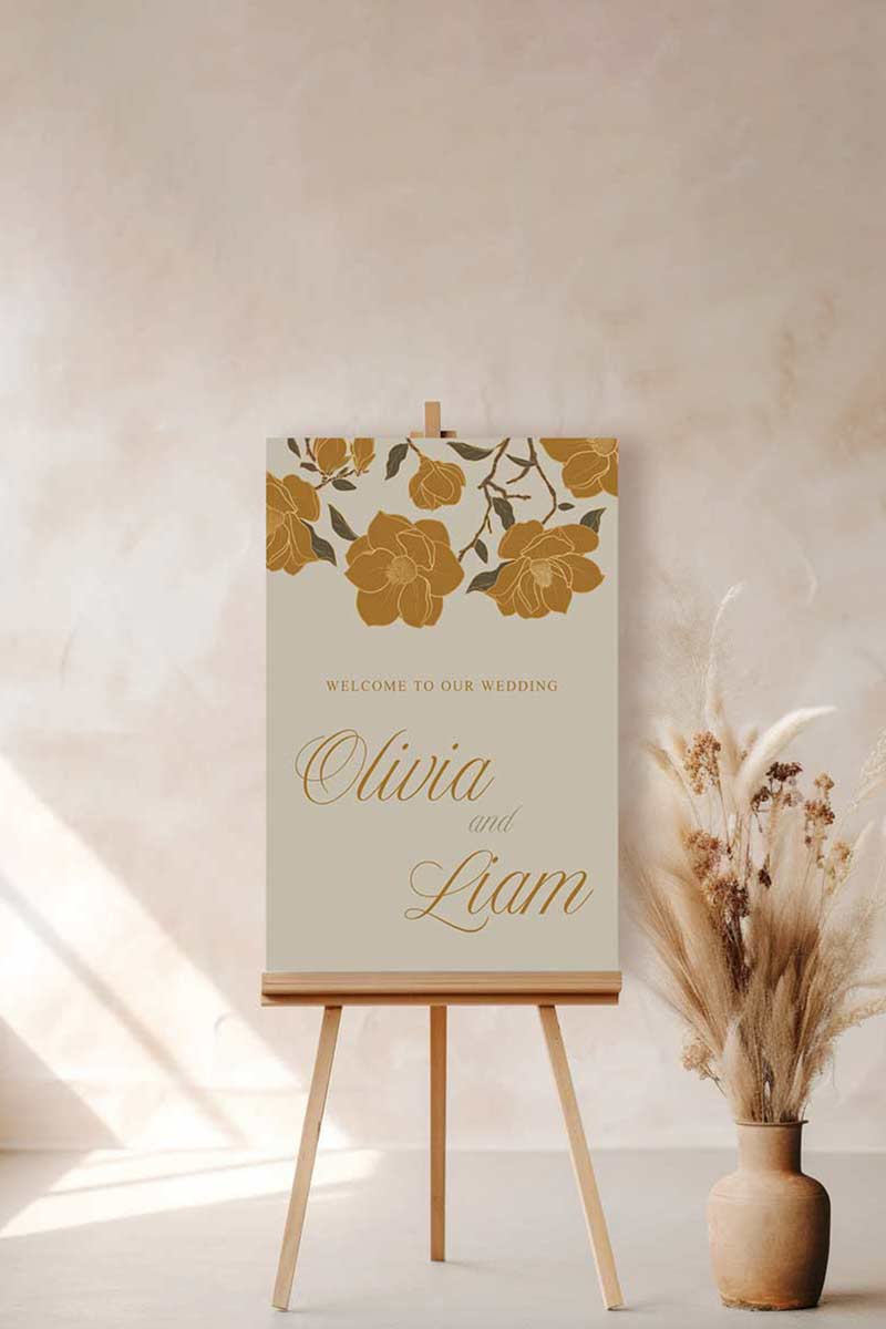 Wedding and Event Welcome Sign. Burnt Orange and Gold Florals. Birthday and Celebration. Wedding Ceremony. Engagement Sign. Wedding Stationery. DIY Stationery. Digital Download. Canva