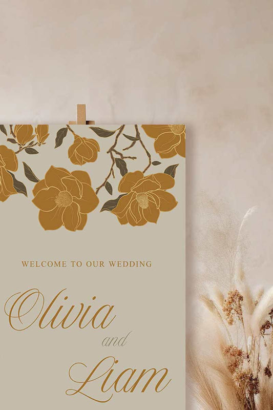 Wedding and Event Welcome Sign. Burnt Orange and Gold Florals. Birthday and Celebration. Wedding Ceremony. Engagement Sign. Wedding Stationery. DIY Stationery. Digital Download. Canva