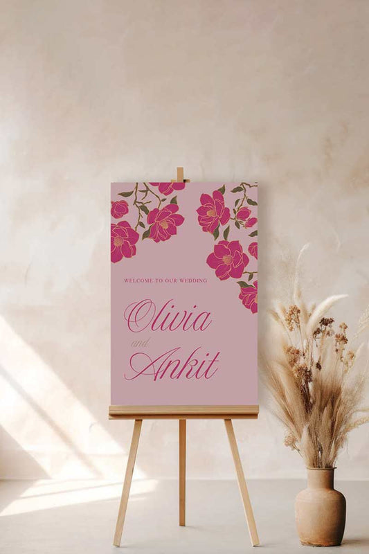 Hot Pink Floral Sign