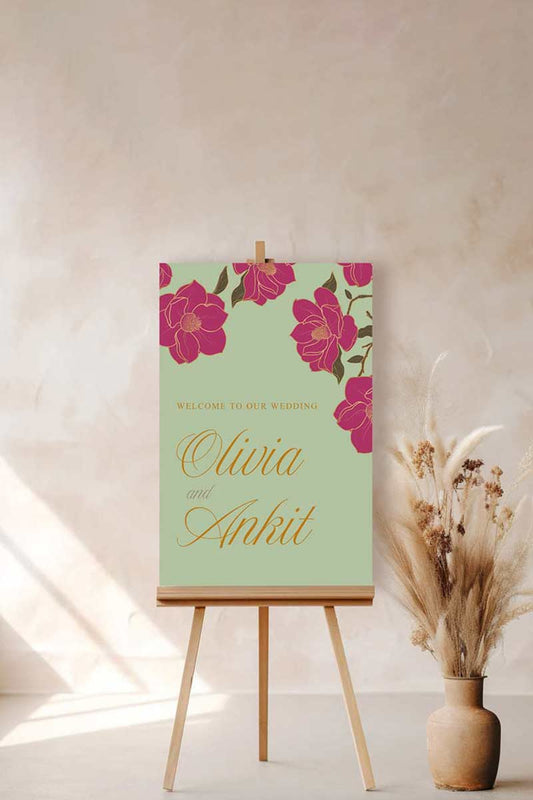 Hot Pink Floral Sign