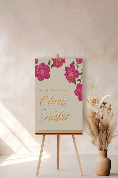 Hot Pink Floral Sign