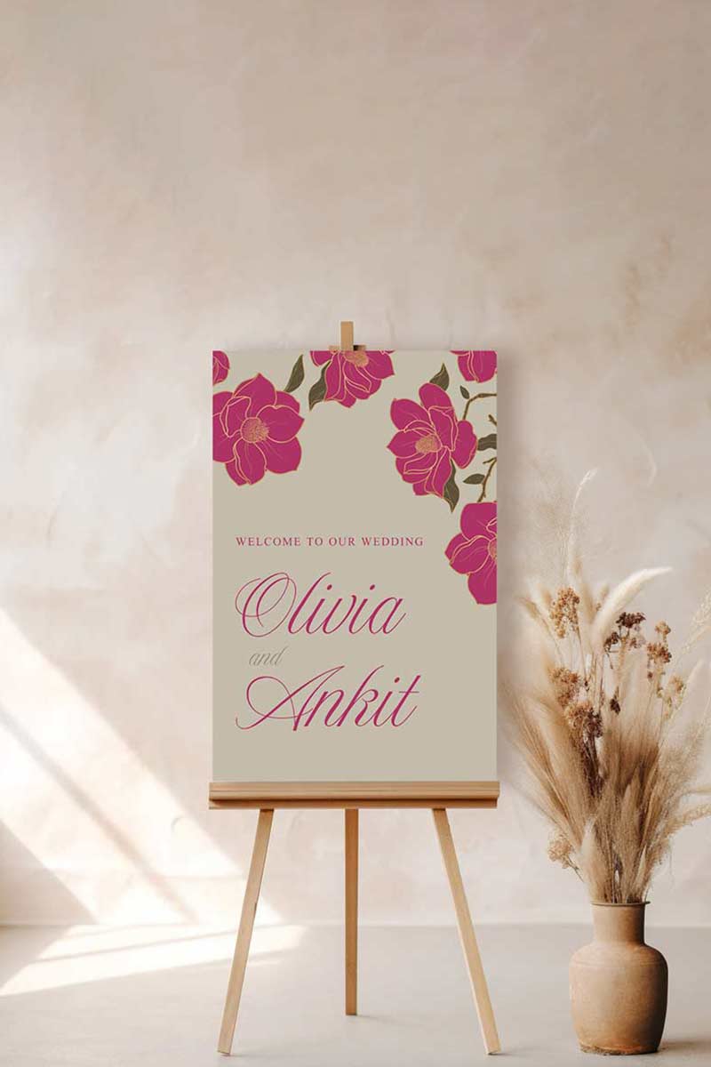 Hot Pink Floral Sign
