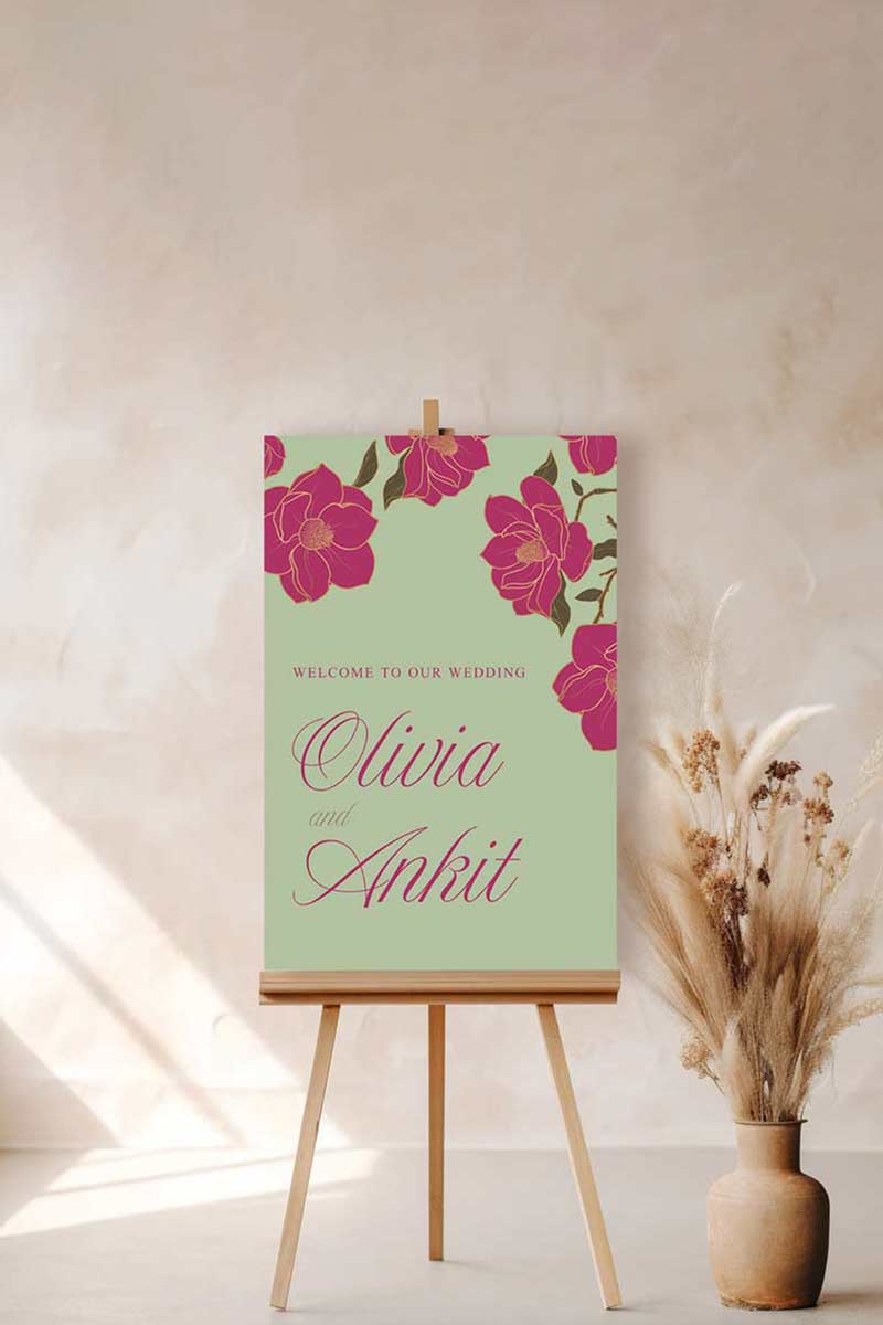 Hot Pink Floral Sign