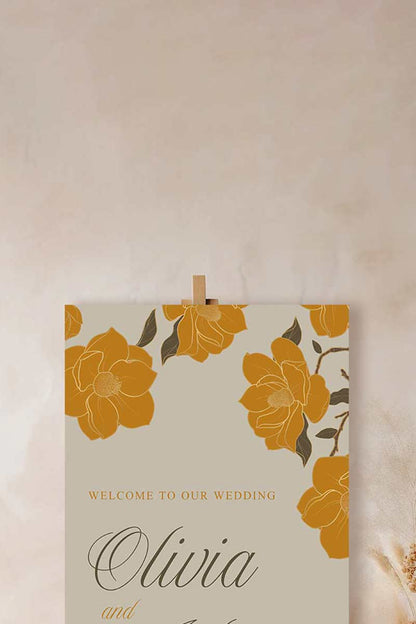 Yellow Floral Sign