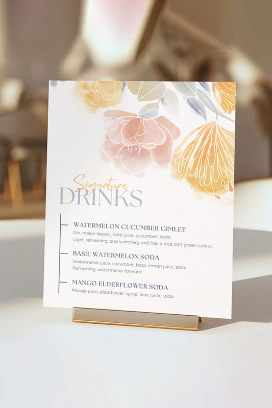 Floral Bar Menu
