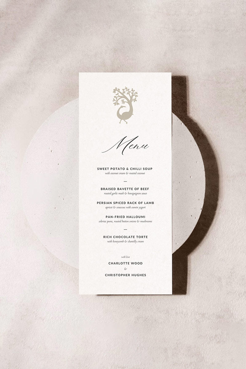 Peacock Menu