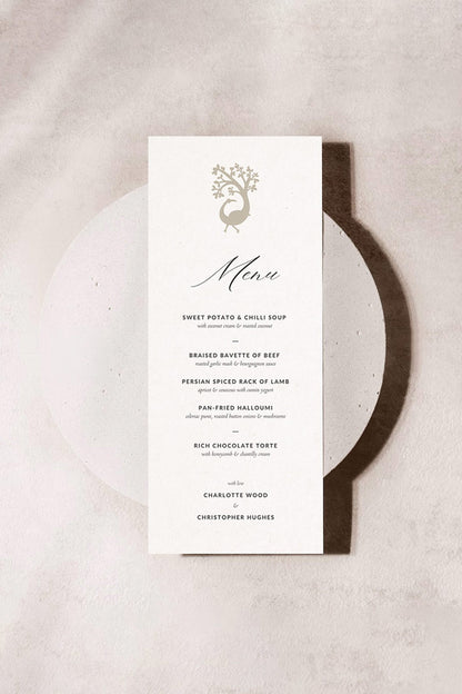 Peacock Menu