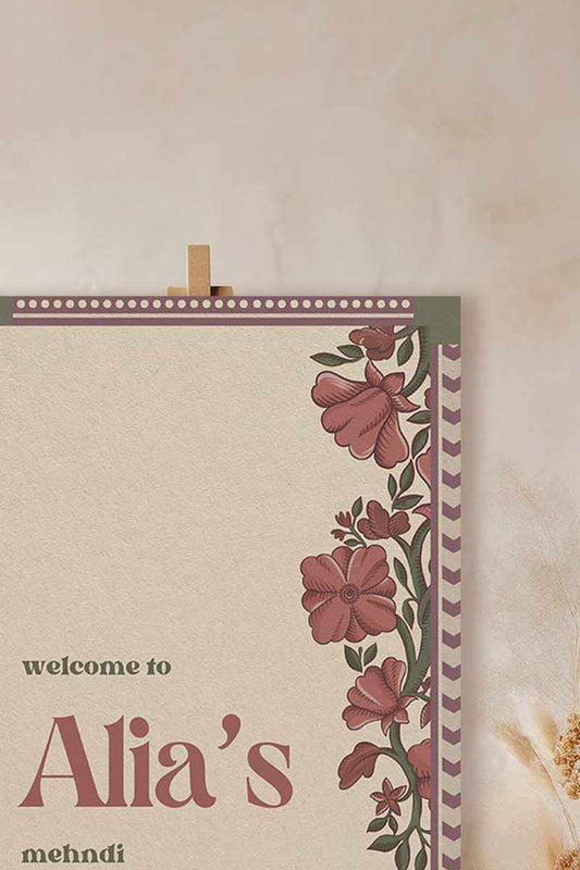 Wedding Invitations. Retro Welcome Sign. Indian Wedding Invites. Event Welcome Sign. Wine Purple, Green and beige colours. Wine Purple florals. Birthday and Celebration. Wedding Ceremony. Engagement Sign. Wedding Stationery. DIY Stationery. Digital Download. Canva. Indian Weddings. Anand Karaj. Sangeet. Chunni. Mehndi, Haldi. Personalize. Customize.
