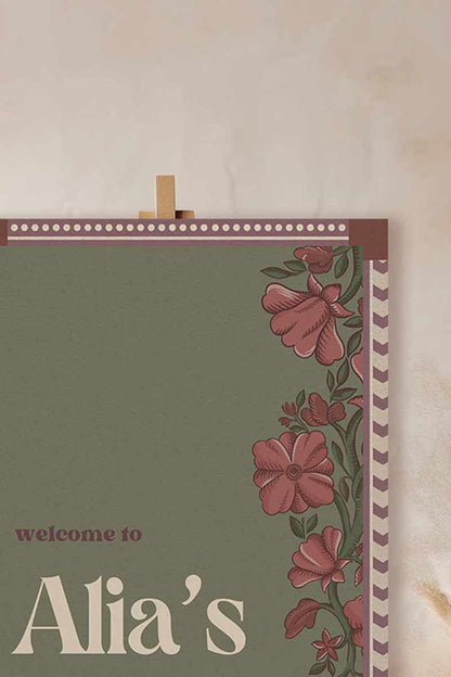 Wedding Invitations. Retro Welcome Sign. Indian Wedding Invites. Event Welcome Sign. Wine Purple, Green and beige colours. Wine Purple florals. Birthday and Celebration. Wedding Ceremony. Engagement Sign. Wedding Stationery. DIY Stationery. Digital Download. Canva. Indian Weddings. Anand Karaj. Sangeet. Chunni. Mehndi, Haldi. Personalize. Customize.