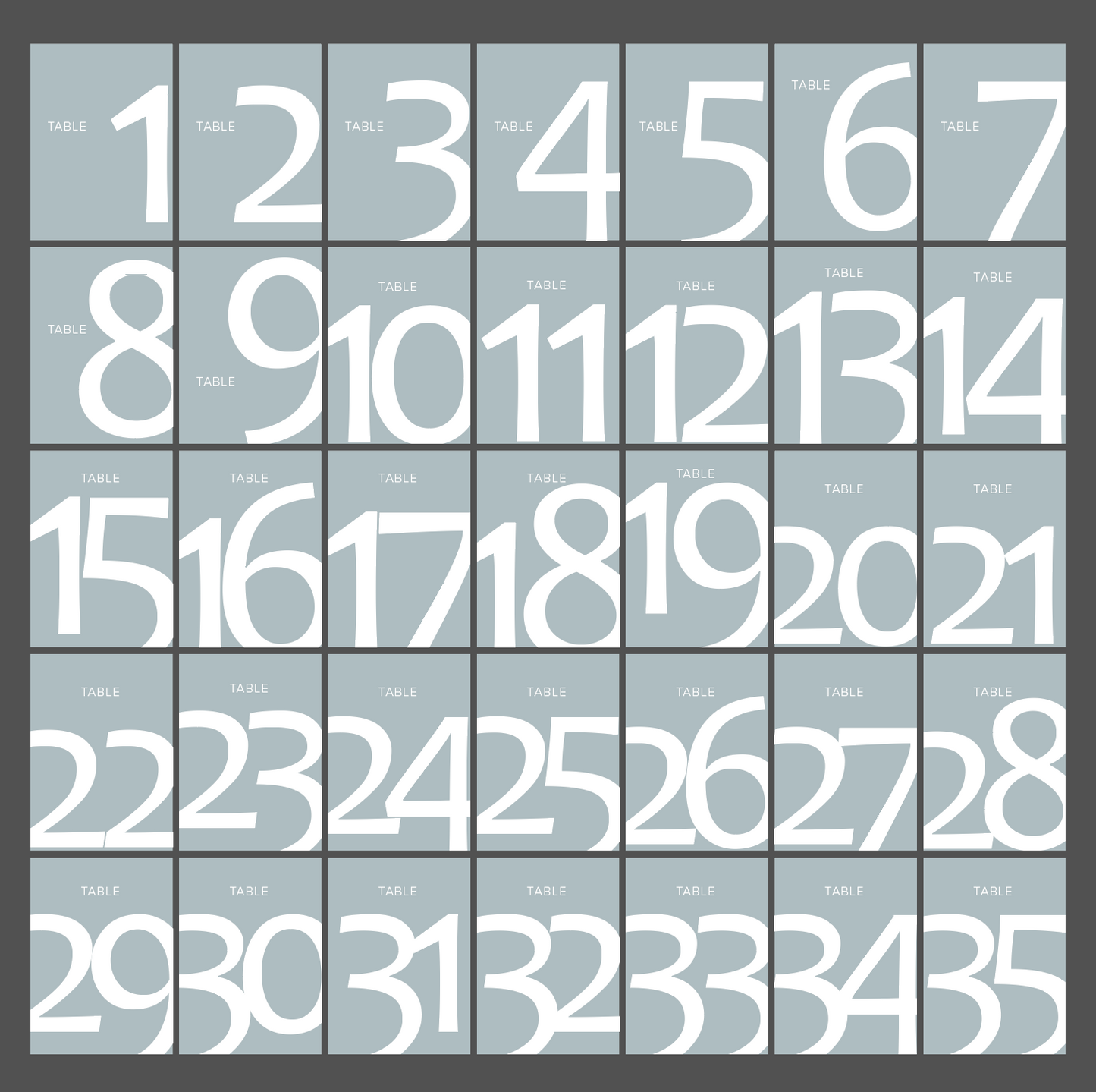 Bold Table Numbers