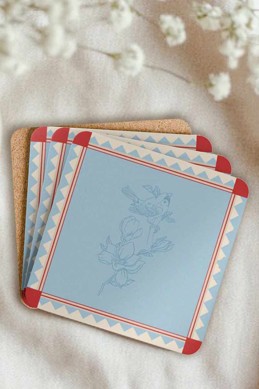 Vintage Retro Coaster set of 4, Birds and Flowers, Business Logo Designs, Don't Take My Drink Wedding Designs, Engagement Announcements, Save the Dates, Party Favors, Baby Shower Decor, Home Decor Coster, Table Decor, Birthday Decorations, Monogrammed Decor. Square coasters.