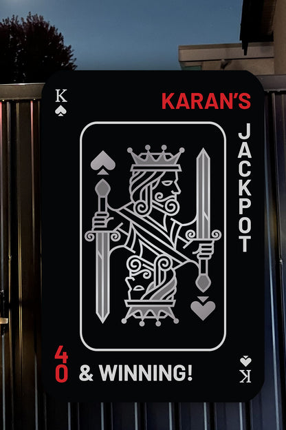 Casino Royale Welcome Sign with King & Queen in the shades of Silver & gold. Casino Night, Las Vegas. Wedding Events like birthday, milestone celebration & themed night. Personalize and customize in Canva. Print at any local printer around the World.
