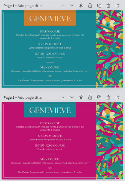 Bold Colorful Menu