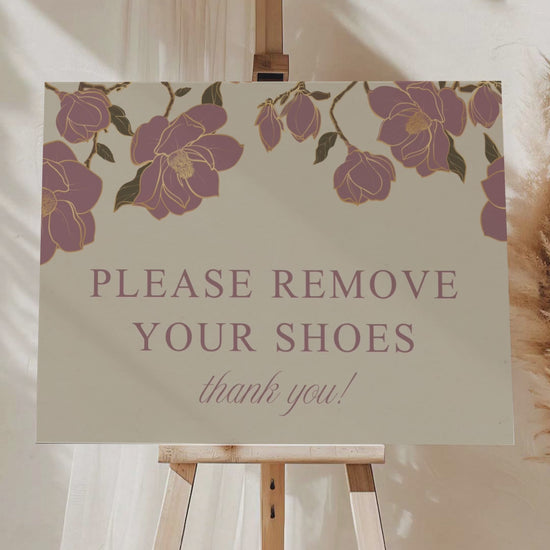 Mauve & Gold Floral Wedding Signage with a beige background. Washroom Directional sign. Please cover your head sign for hindu and sikh weddings. Please disconnect from your device sign. Bridal Shower stationery. Baby Shower Signage. Engagement Signage. Outdoor wedding signage. Personalize and customize in Canva. Digital Download. Print anywhere in the World at your local printer