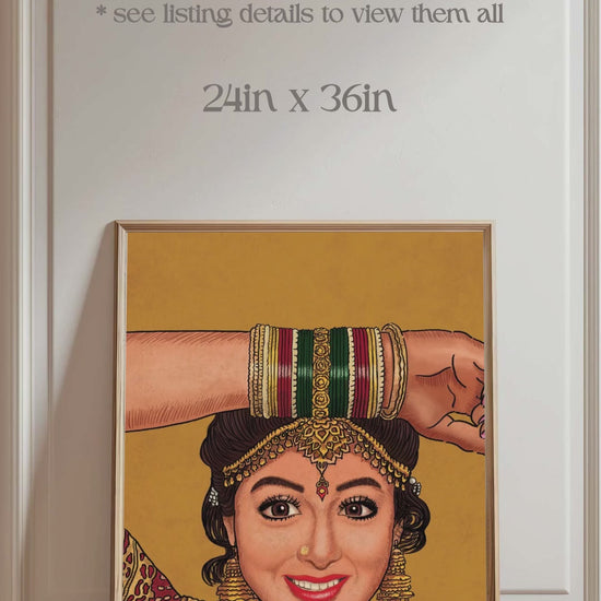 Iconic Legend Sridevi poster, sridevi wall art, Bollywood actress, iconic actress sridevi, mere haathon mein naur naur churiyan hain poster. 90s movie classic Lamhe. Iconic song by Lata Mangeshkar. Sridevi dancing poster. Wall Art, Home Decor, Office Decor. Retro wall art poster. Iconic. Digital wall art