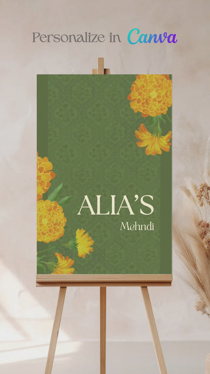 Green Floral Sign