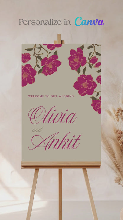 Hot Pink Floral Sign