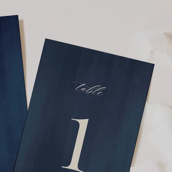 Elegant Wedding Table Numbers. Event Table Numbers. Navy blue texture. serif font. Baby Shower. Birthday and Celebration. Engagement Stationery. Wedding Stationery. DIY Stationery. Digital Download. Canva. Indian Weddings. Reception. Personalize. Customize.
