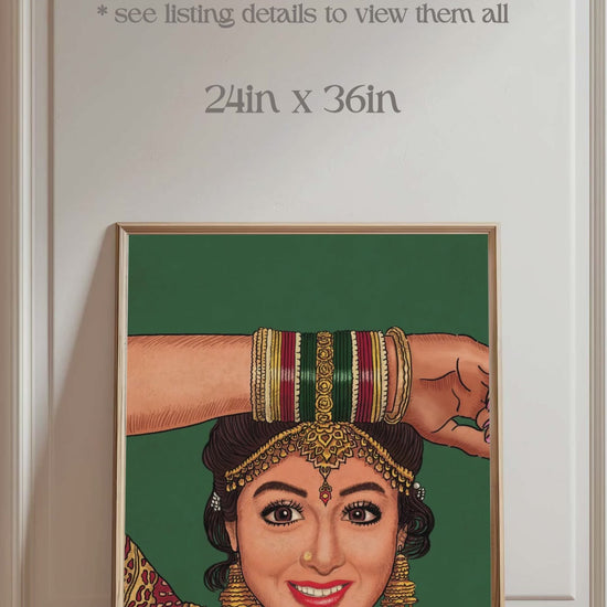Iconic Legend Sridevi poster, sridevi wall art, Bollywood actress, iconic actress sridevi, mere haathon mein naur naur churiyan hain poster. 90s movie classic Lamhe. Iconic song by Lata Mangeshkar. Sridevi dancing poster. Wall Art, Home Decor, Office Decor. Retro wall art poster. Iconic. Digital wall art