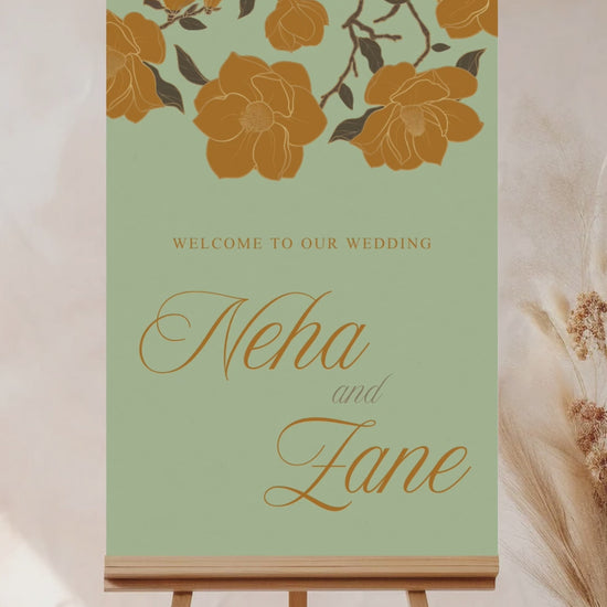 Wedding and Event Welcome Sign. Yellow Florals. Birthday and Celebration. Wedding Ceremony. Engagement Sign. Wedding Stationery. Digital Download. Canva.
