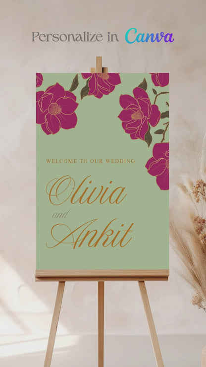 Hot Pink Floral Sign